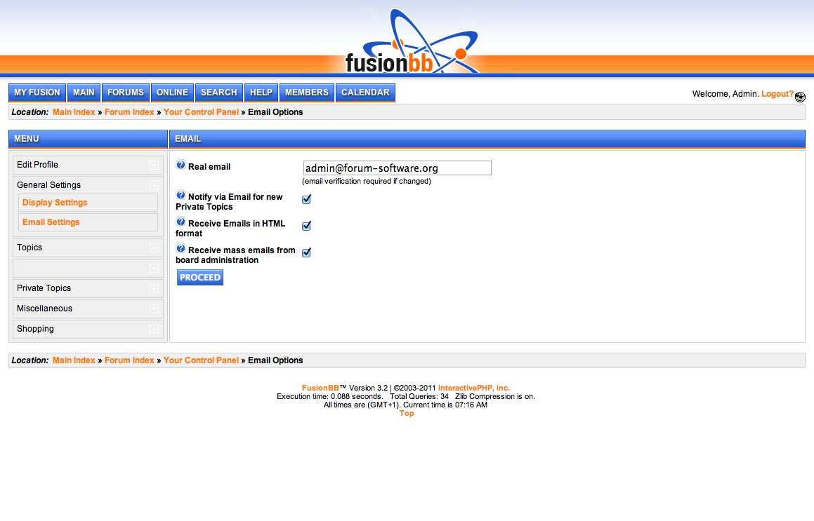 FusionBB - Email Options